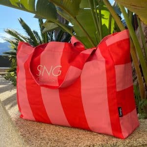 Bolsa playa 'Mara' roja y rosa