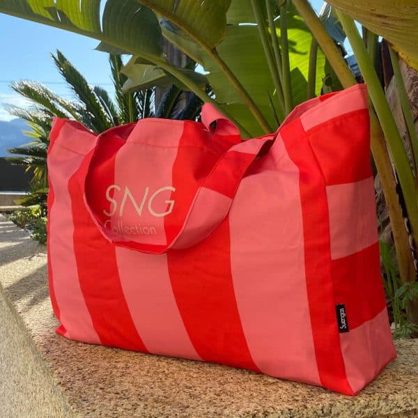 Bolsa playa 'Mara' roja y rosa