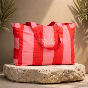 Bolsa playa 'Mara' roja y rosa