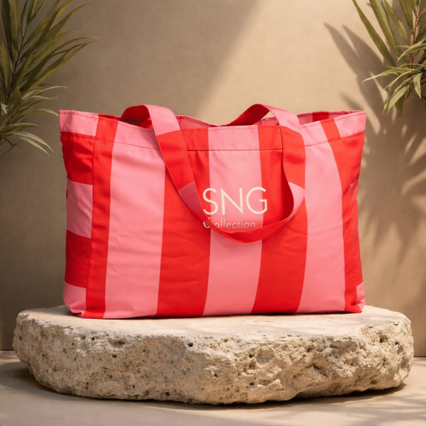 Bolsa playa 'Mara' roja y rosa